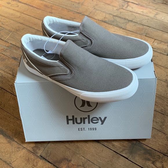 NWT Mens Hurley Arlo Slip Canvas Low Top Slip On Shoes Grey - Picture 3 of 5